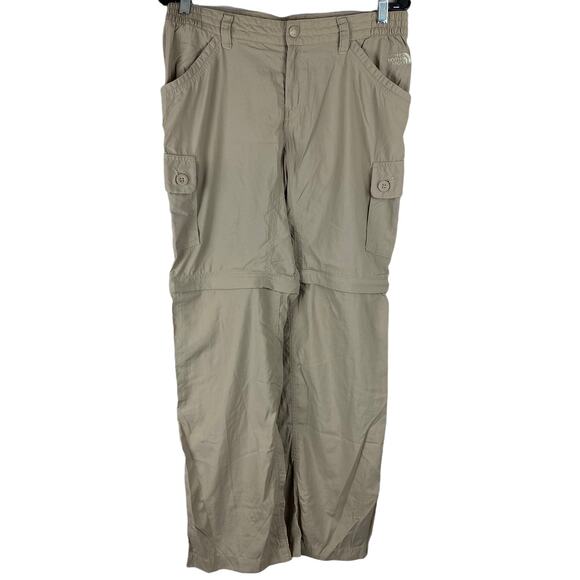 The North Face Women's Khaki Convertible Hiking Nylon Pants Size 8 EUC Ripstop - Picture 1 of 9